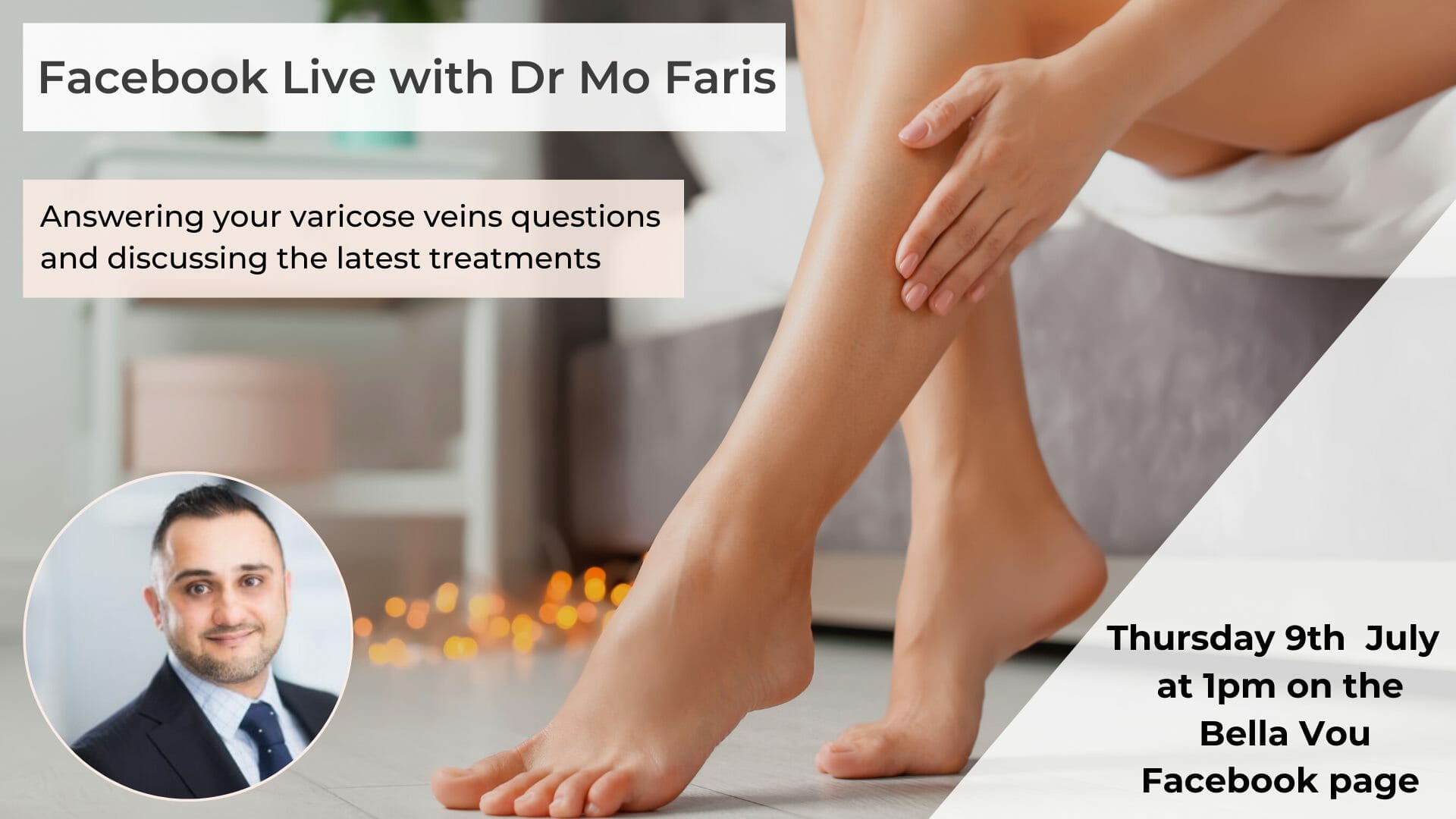 Facebook Live with Dr Mo Faris discussing Varicose Veins